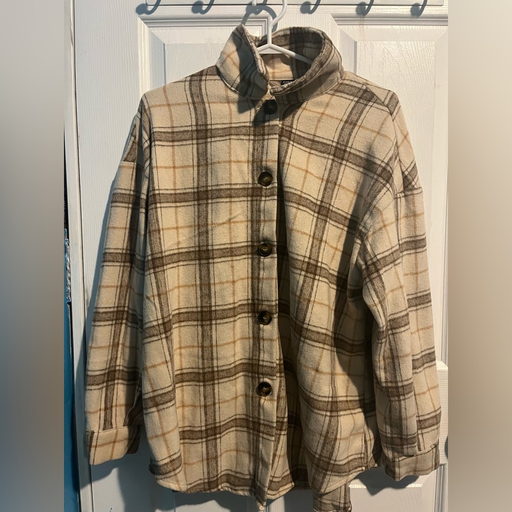 Men buffalo plaid flap jacket